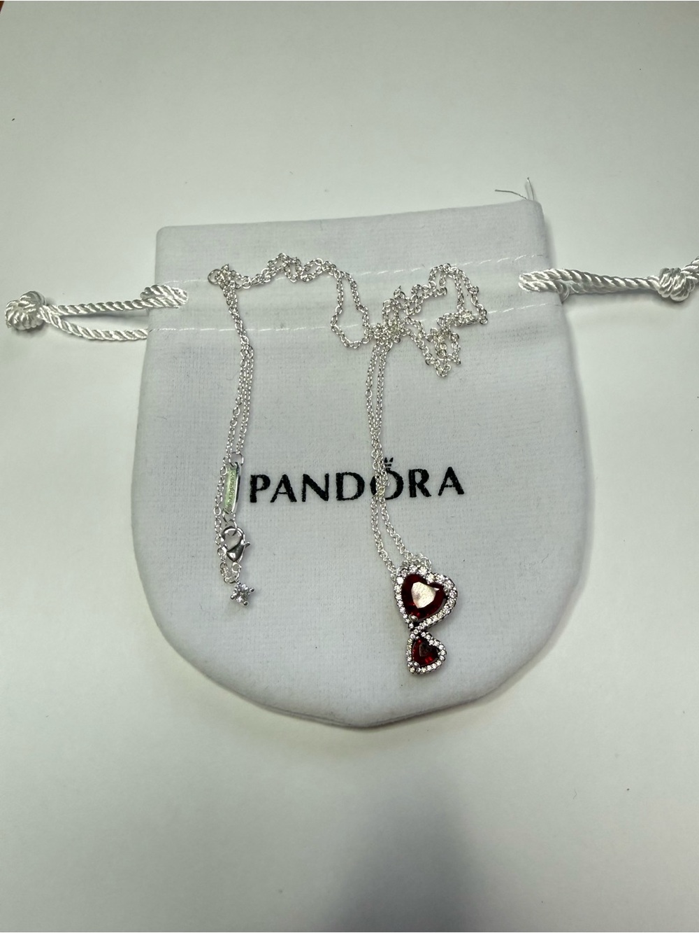 Pandora Red Halo Hearts Pendant Necklace 23.6 inch